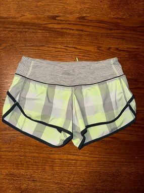 lululemon athletica Lime & Gray Plaid Athletic Shorts